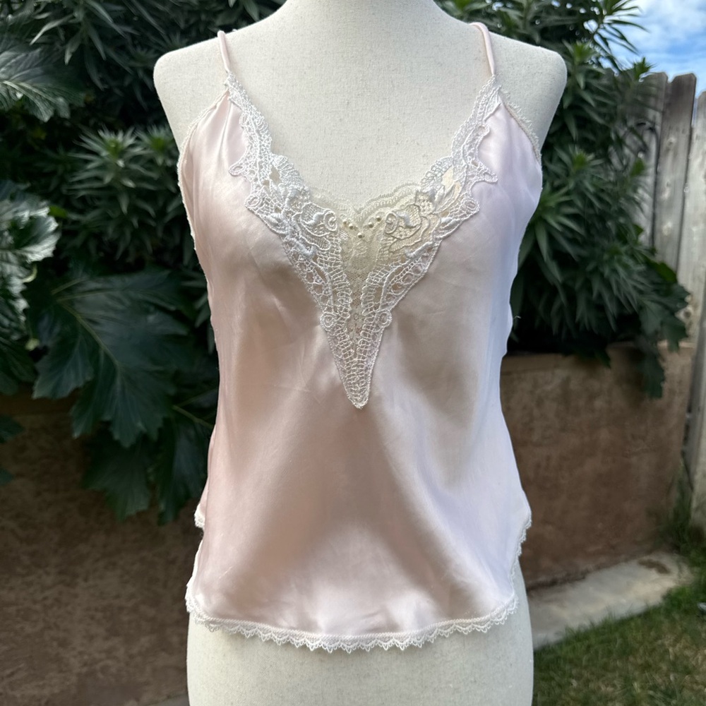 Vintage pink silky lingerie tank top